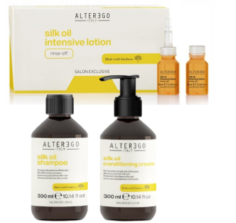 Alter Ego Silk Oil zestaw szampon+ odżywka + ampułki do spłukiwania